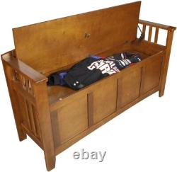 Wood Locking Gun Concealment Entryway Bench with Felt Barrel Rest 5 Gun Storage