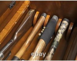 Wood Locking Gun Concealment Entryway Bench with Felt Barrel Rest 5 Gun Storage