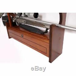Wood Wall Rack Cabinet 4 Rifle Gun Shotgun Display Locking Bar Ammo Storage Box