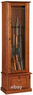 Wooden 8 Gun Cabinet Safe Furniture Rifle Shotgun Firearms Storage Security Lock