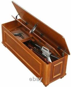 Wooden Bench with Gun Rifle Weapons Storage Chest Dark Brown