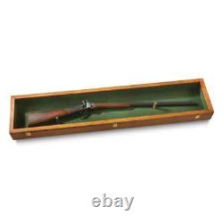 Wooden Gun Display Case Hardwood Wall Mount Storage Rifle Rack Glass Lid Lock