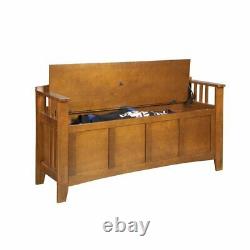 Wooden Gun Storage Bench Hidden Compartment Classic Traditional Furniture Brown