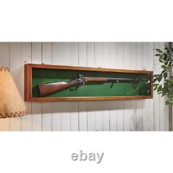 Wooden Gun Sword Display Case Hardwood Wall Mount Storage Rifle Rack Glass Lid