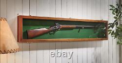 Wooden Gun Sword Display Case Hardwood Wall Mount Storage Rifle Rack Glass Lid