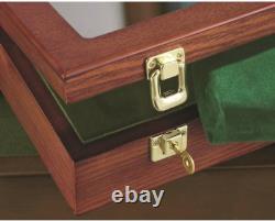 Wooden Gun Sword Display Case Hardwood Wall Mount Storage Rifle Rack Glass Lid