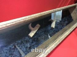 Wooden Gun Sword Display Case Wall Mount Storage Rifle Rack Glass Lid With Key
