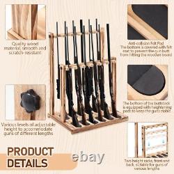 Wooden Rifle Rack Floor Standing Holder Indoor Rifle Gun Display Rack Organizer