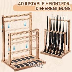 Wooden Rifle Rack Floor Standing Holder Indoor Rifle Gun Display Rack Organizer