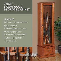 Wooden Storage Display Functional Cabinet 8 Gun Organizers Fully-Locking Key New