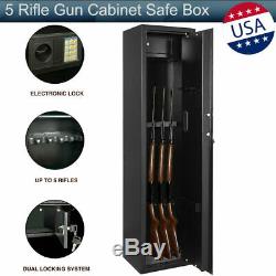 ZOKOP 5Rifle Gun Storage Safe Electronic Lock Cabinet Lockbox Case Firearm Steel